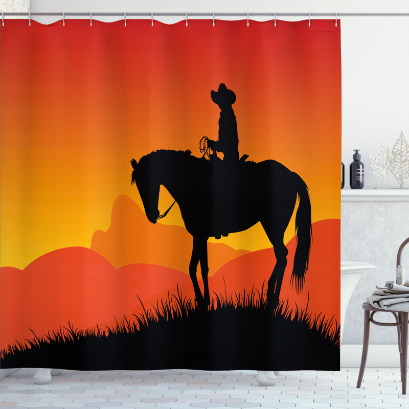 Lonely Cowboy Horseback Shower Curtain