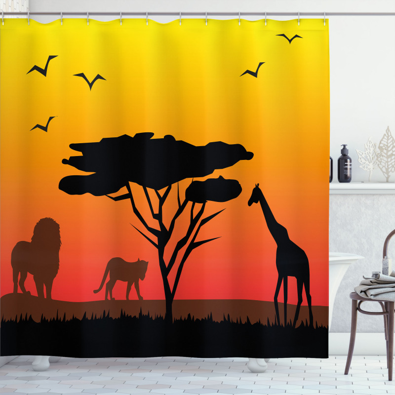 Savannah Animals Sunset Shower Curtain