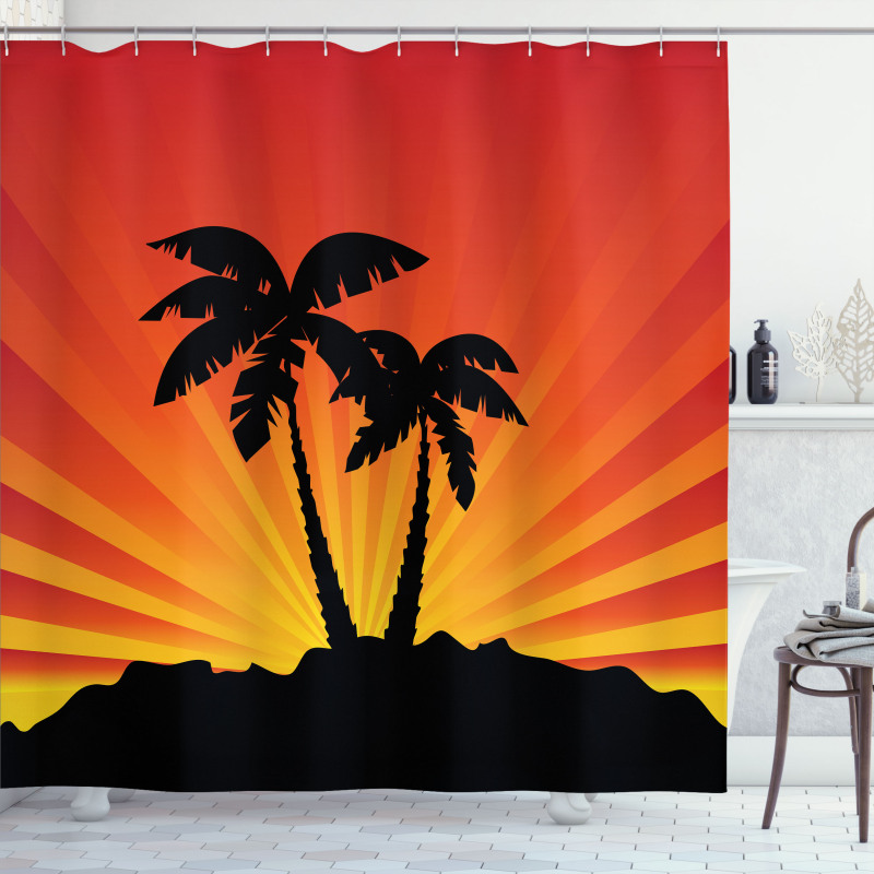 Sunrays Palm Trees Shade Shower Curtain