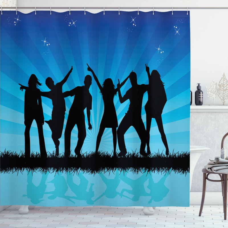 Dancing Crowd Sunrays Shower Curtain