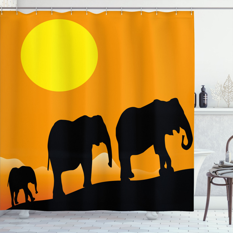 Baby Elephant and Family Shower Curtain