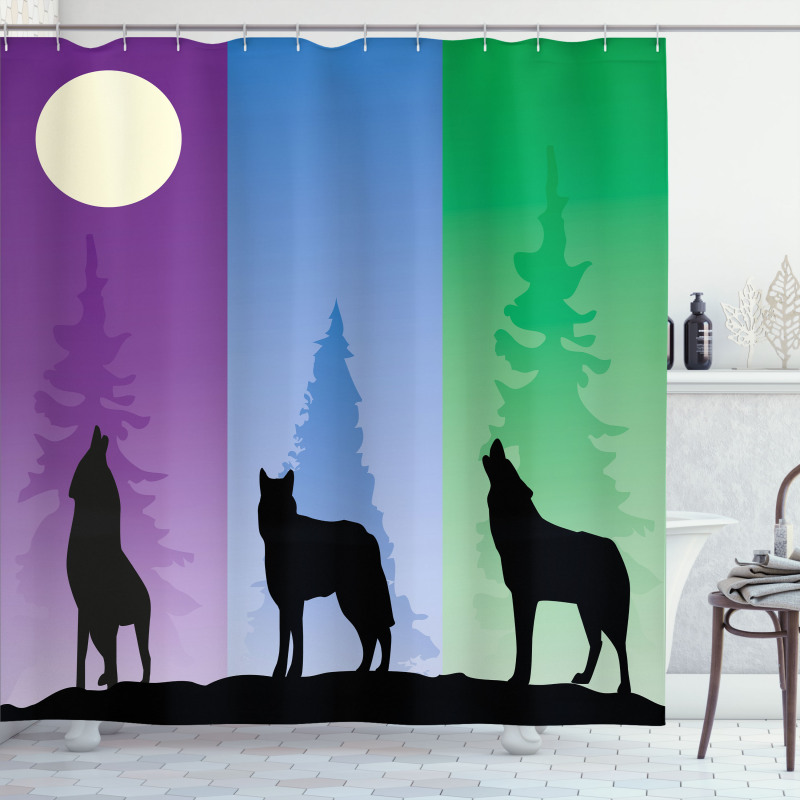 Wolf at Night Howling Shower Curtain