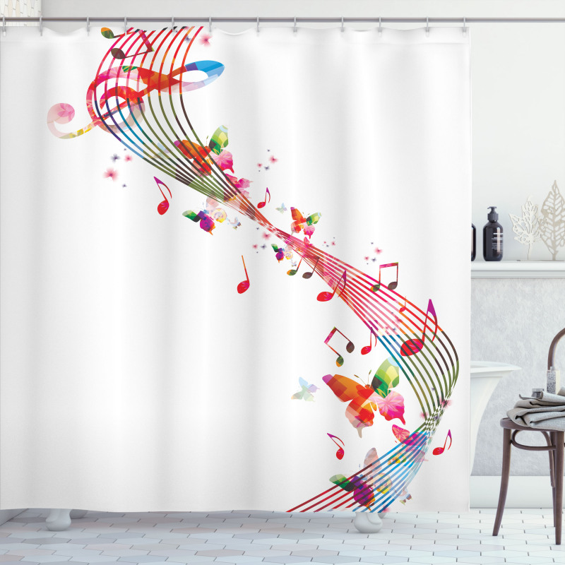 Colorful Notes Butterfly Shower Curtain