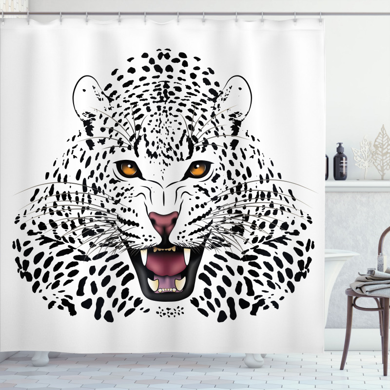 Angry Wild Leopard Shower Curtain