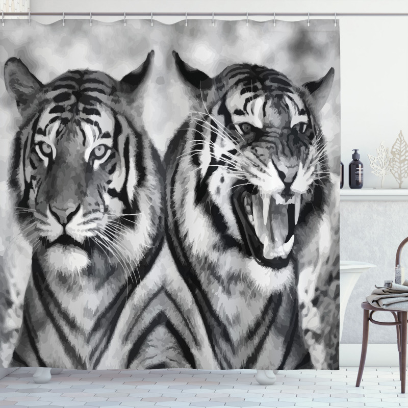Aggressive Wild Tiger Shower Curtain