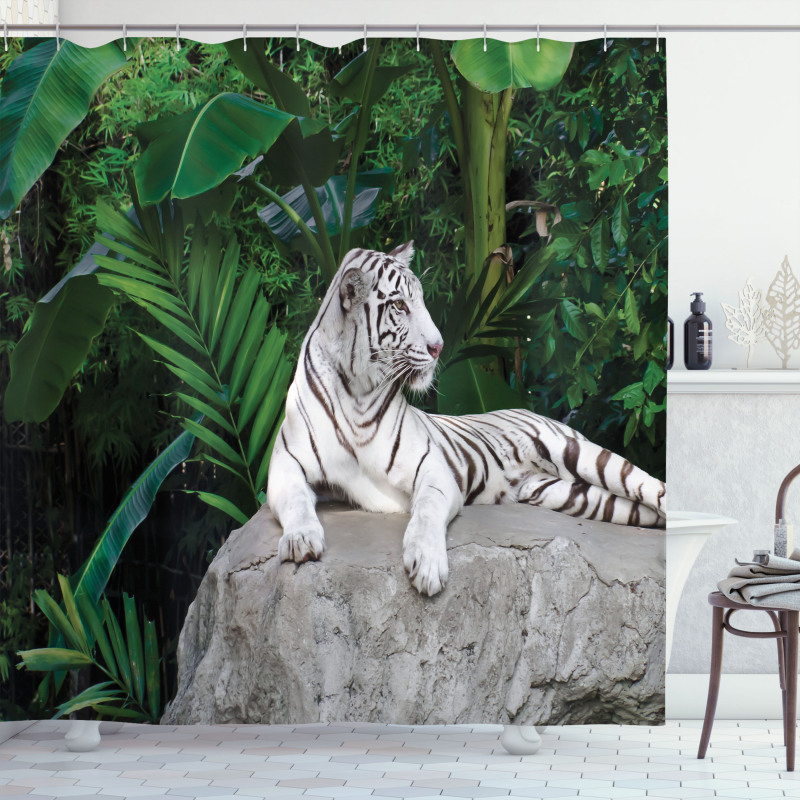 White Tiger in Jungle Shower Curtain