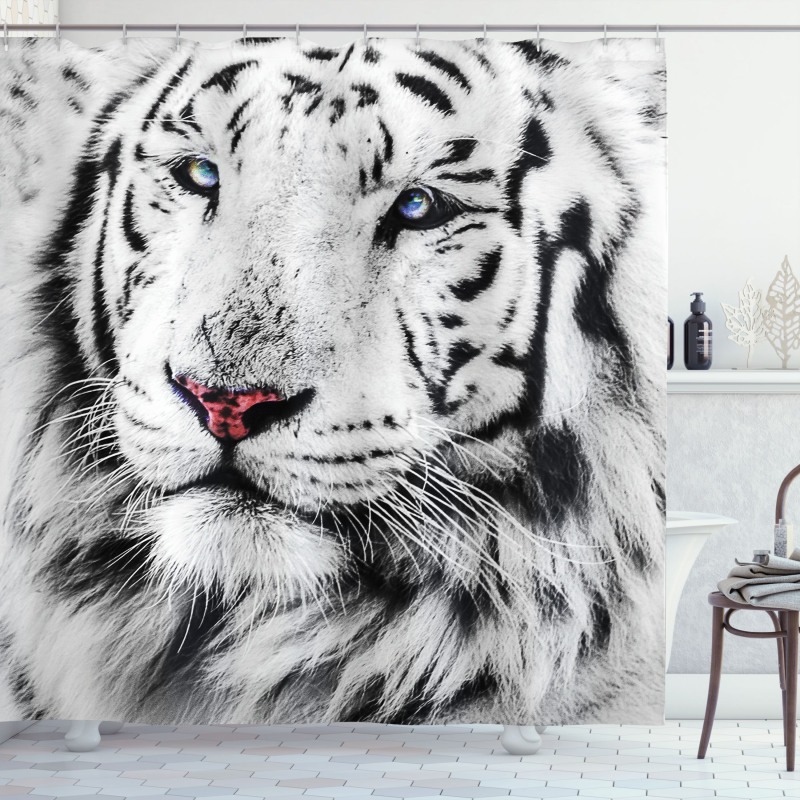 Winter White Tiger Shower Curtain