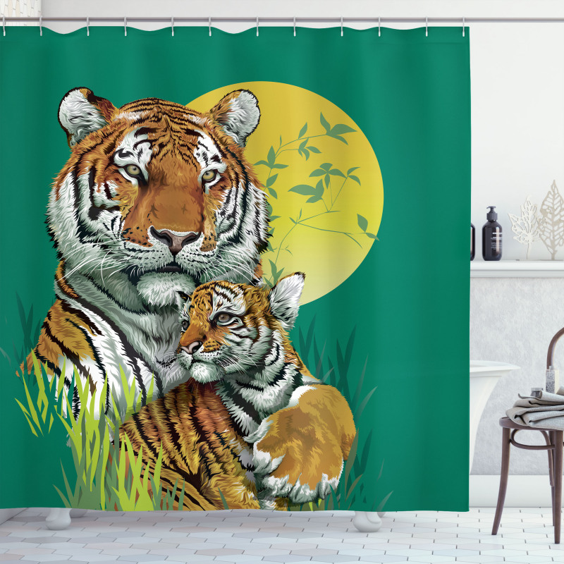 Tiger Family in Jungle Shower Curtain