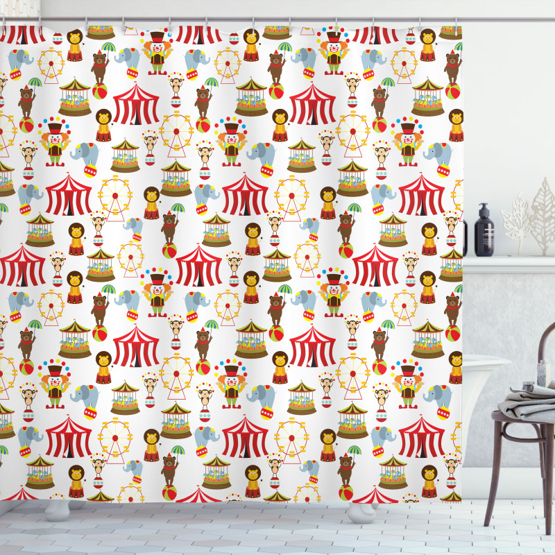 Circus Elephant Bear Shower Curtain