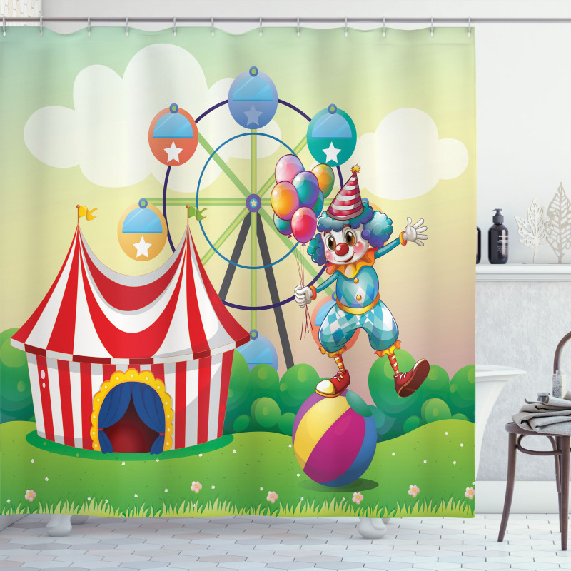 Clown Inflatable Ball Shower Curtain