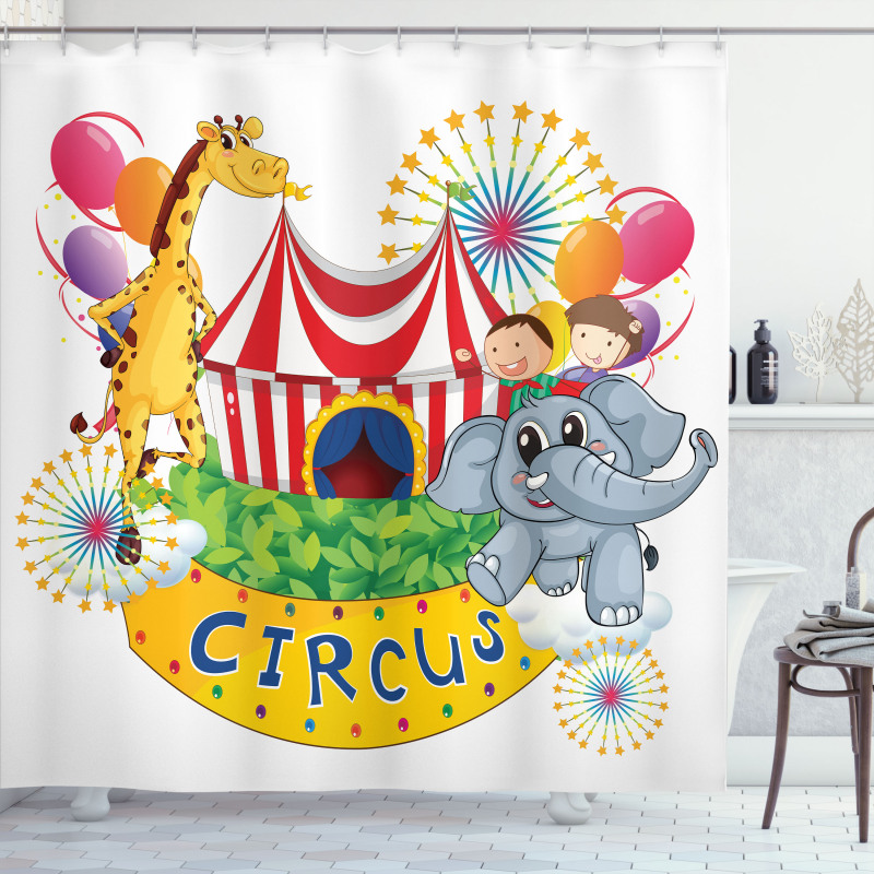 Circus Show with Kids Shower Curtain