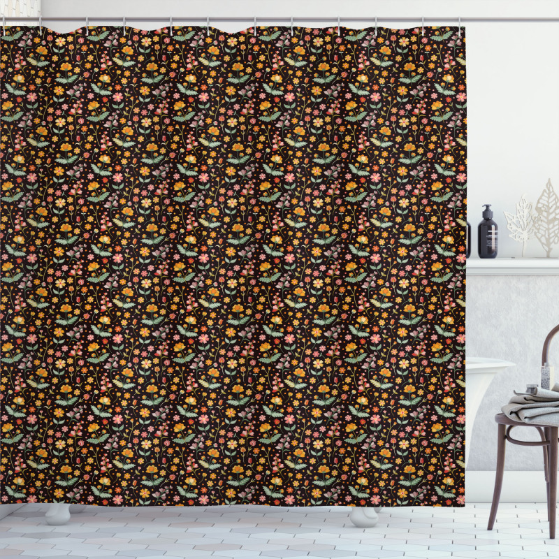 Earth Tone Wild Flowers Art Shower Curtain