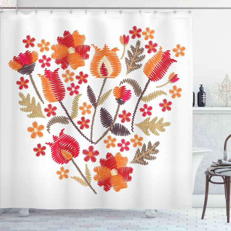 Heart Shaped Flowers Art Shower Curtain