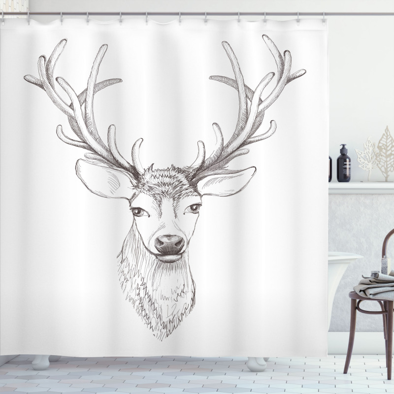 Sketch of Deer Head Shower Curtain