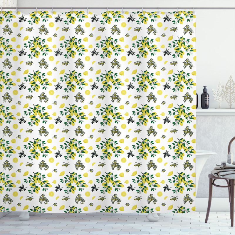 Olives and Lemons Growing Shower Curtain