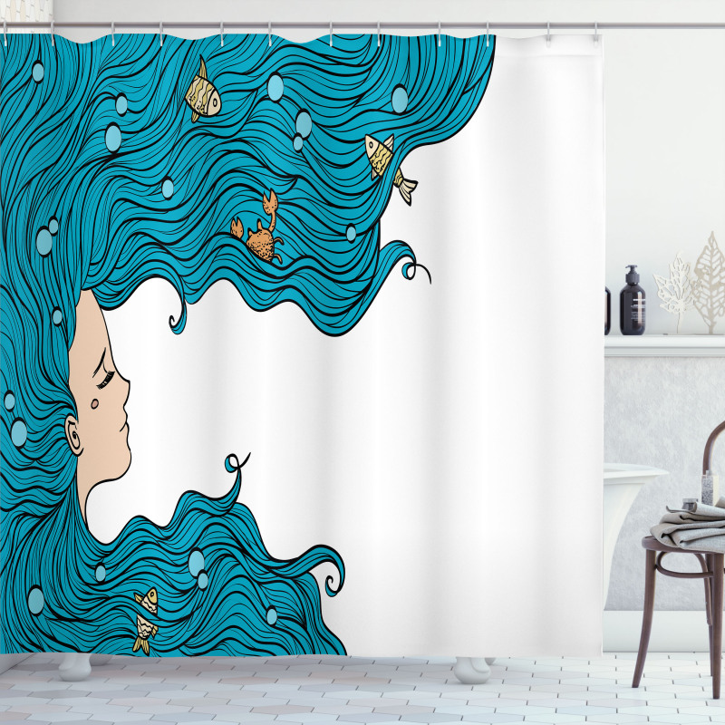 Girl Oceanic Hairstyle Shower Curtain