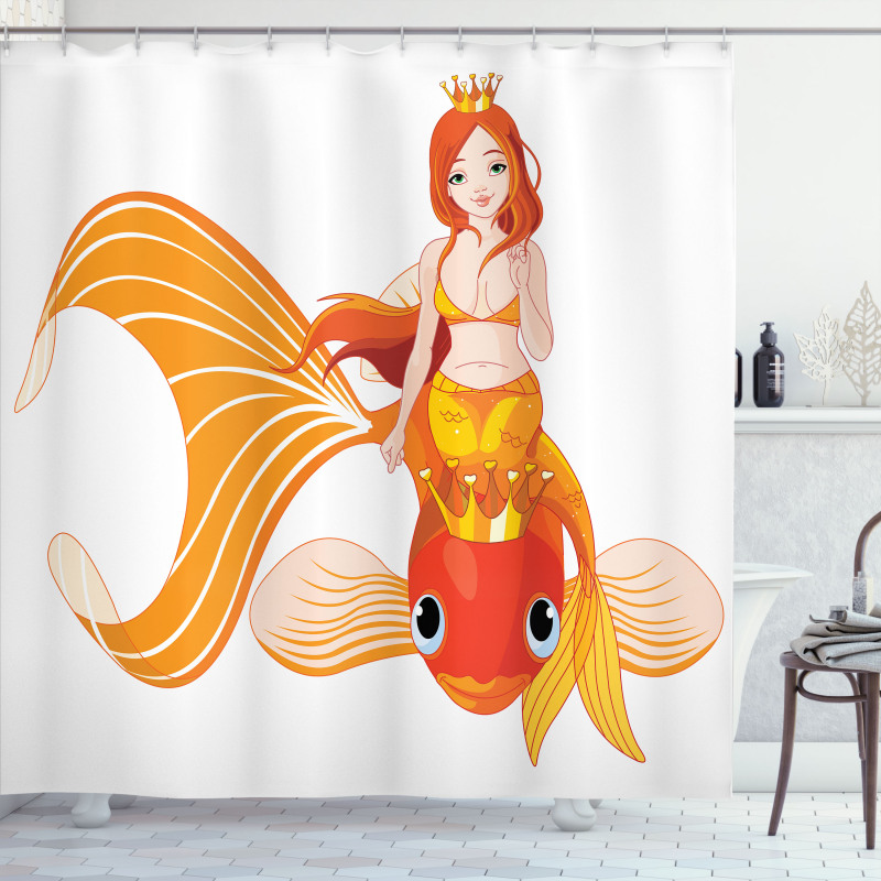 Princess on Goldfish Shower Curtain
