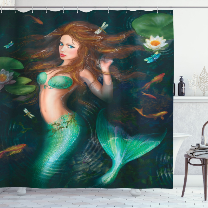 Mermaid Lake Lilies Shower Curtain