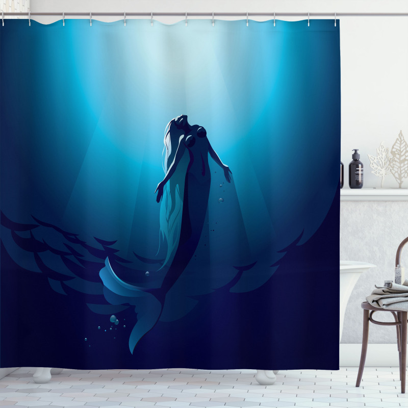 Mermaid in Deep Water Shower Curtain