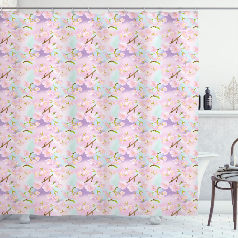 Dreamy Cherry Sakura Flowers Shower Curtain