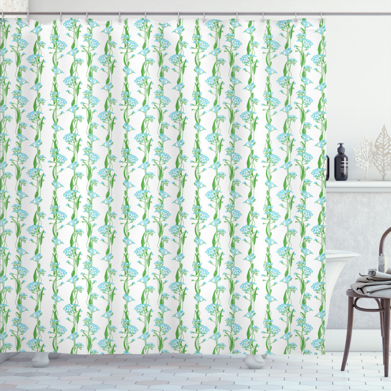 Vertical Leafy Flower Strips Shower Curtain