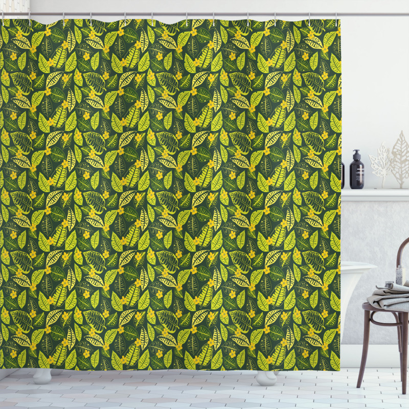 Hawaiian Flowers and Leaves Shower Curtain