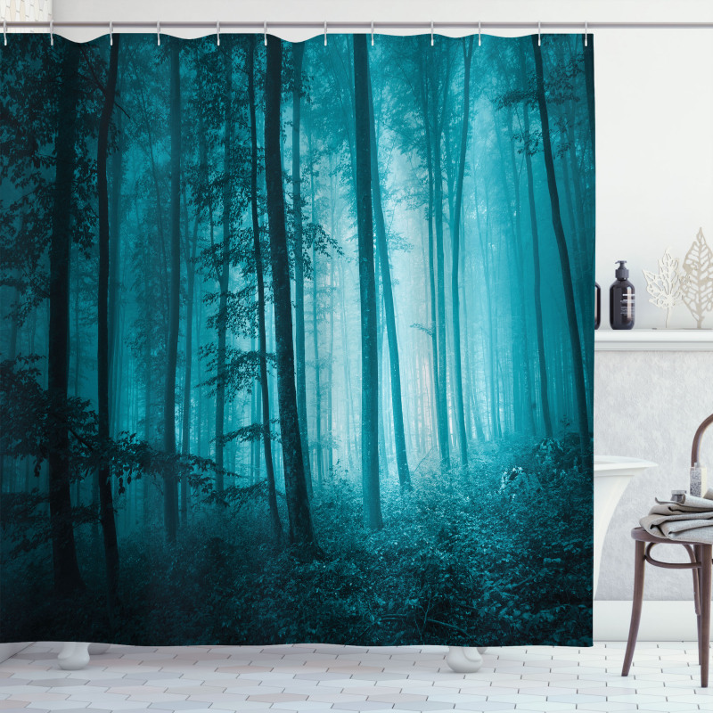 Foggy Dark Country Forest Shower Curtain