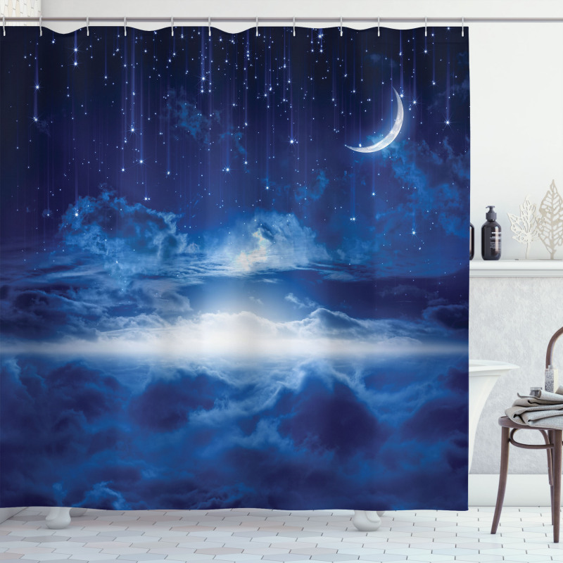 Night Sky Moon Stars Shower Curtain