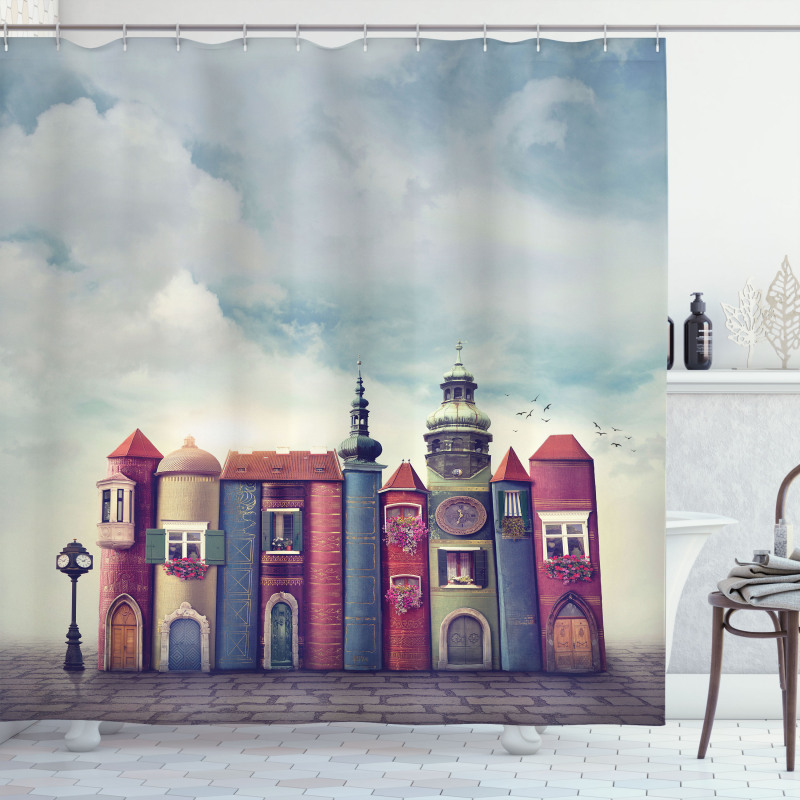 City of Old Books Birds Shower Curtain