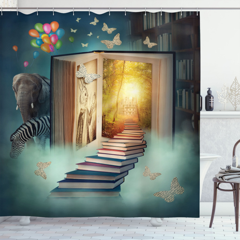 Magic Book and Animals Shower Curtain