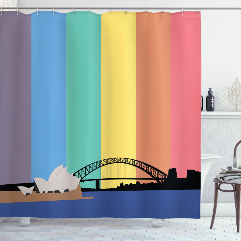 Sydney Building on Rainbow Shower Curtain