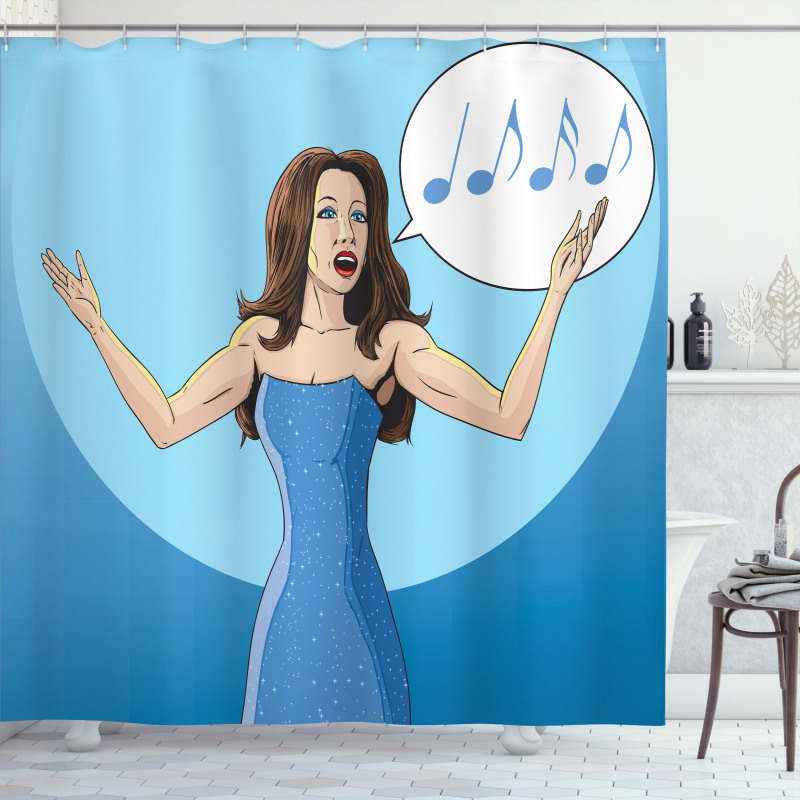Comic Book Art Singing Woman Shower Curtain