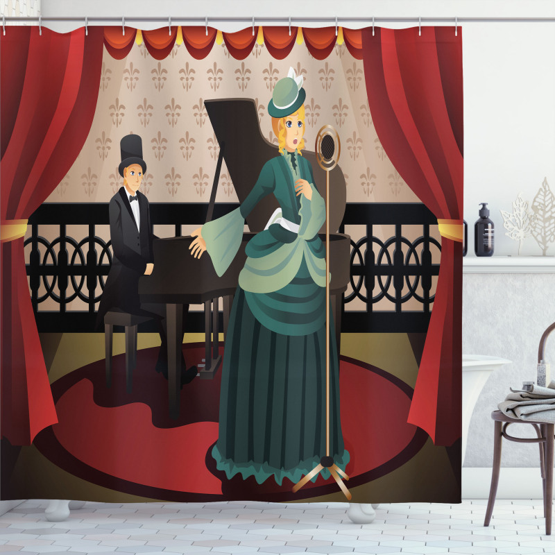 Singer and Pianist Performing Shower Curtain