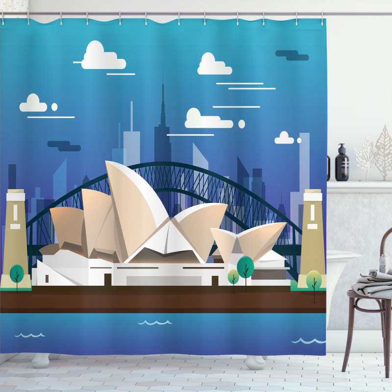 Sidney Opera House Bridge Shower Curtain