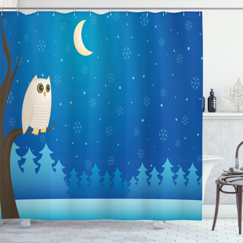 Owl on Tree Branch Art Shower Curtain