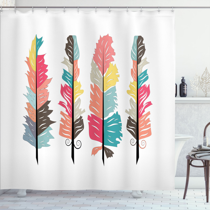 Tribal Primitive Boho Plume Shower Curtain