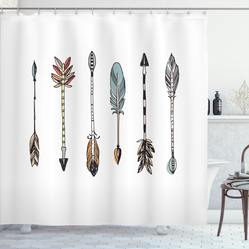 Tribal Arrows Drawn by Hand Shower Curtain