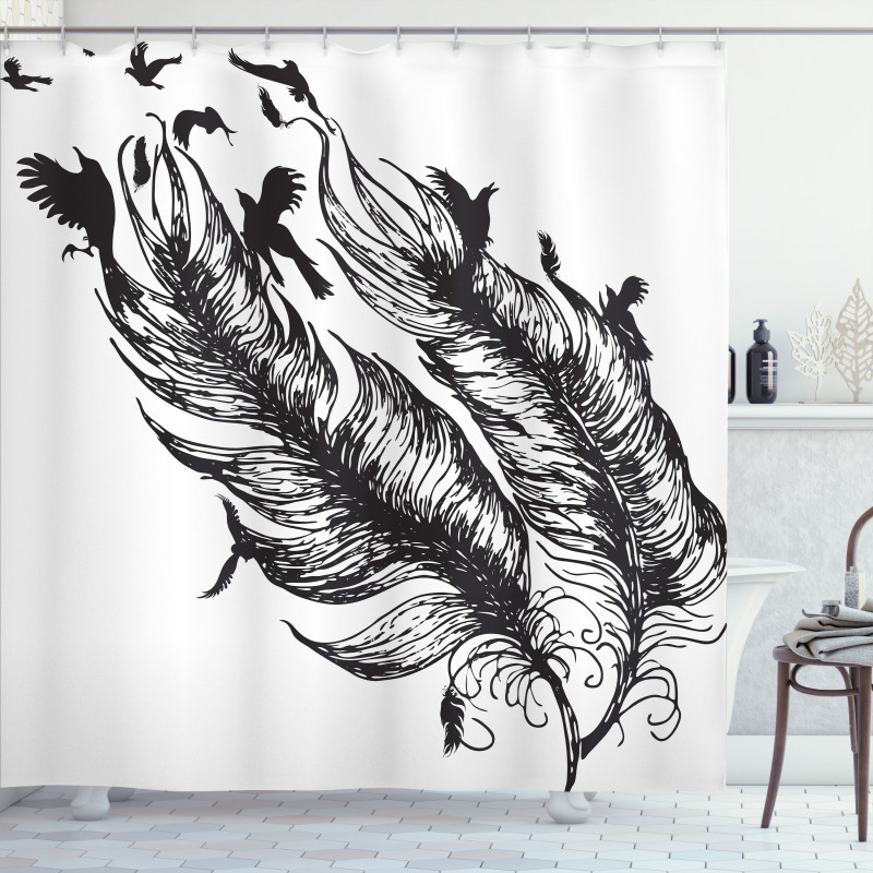 Flying Bird Silhouettes Shower Curtain