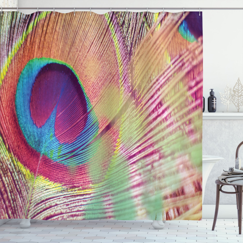 Colorful Macro Plume Photo Shower Curtain