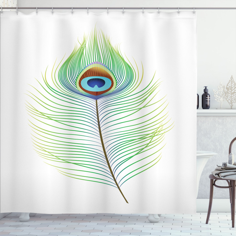 Single Retro Plume Peacock Shower Curtain