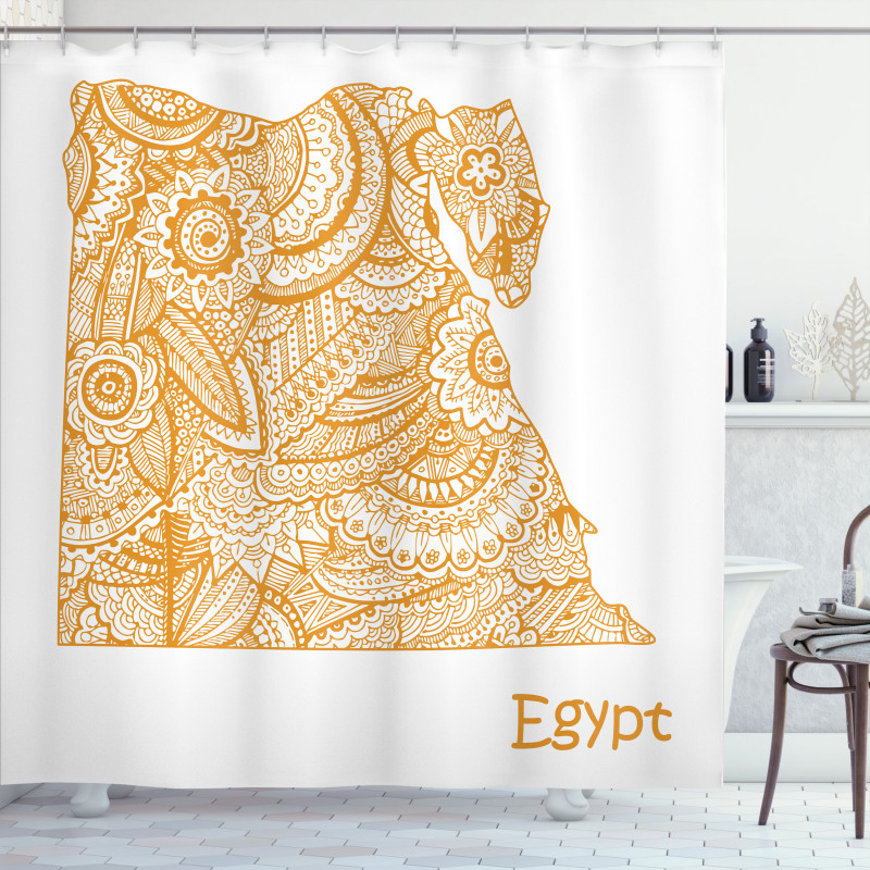 Egypt Map Flower Shower Curtain