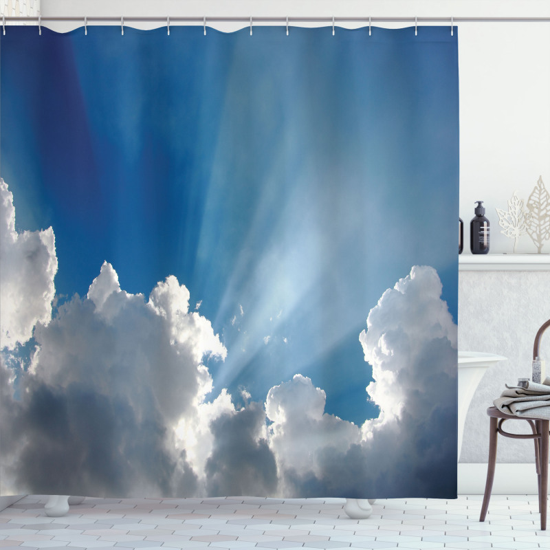 Sky Clouds Sun Rays Shower Curtain