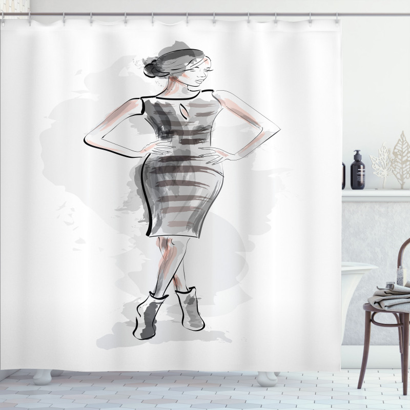 Slim Lady in a Dress Shower Curtain