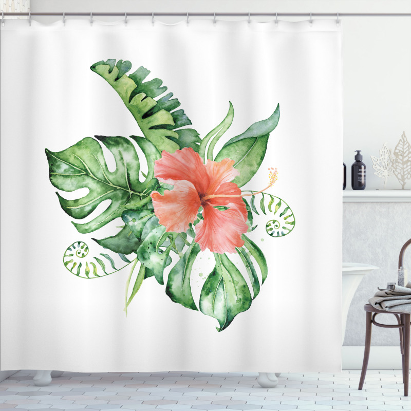 Exotic Flower Leafy Bouquet Shower Curtain