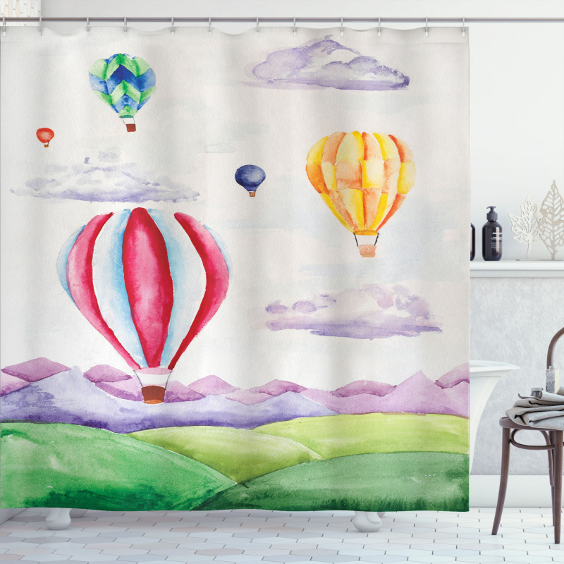 Hot Air Balloons Scene Shower Curtain