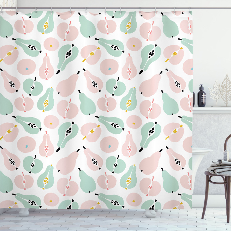 Apples Pears in Pastel Tones Shower Curtain