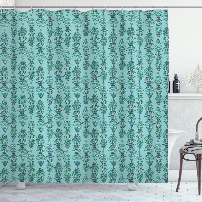 Vertical Strips with Leaves Shower Curtain