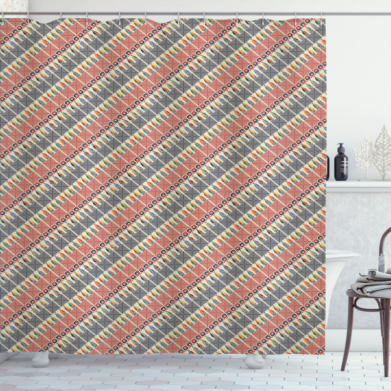 Folkloric Ornate Diagonal Shower Curtain