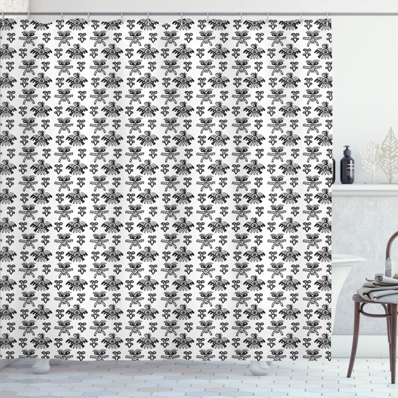 Monochrome Motifs Folk Feels Shower Curtain