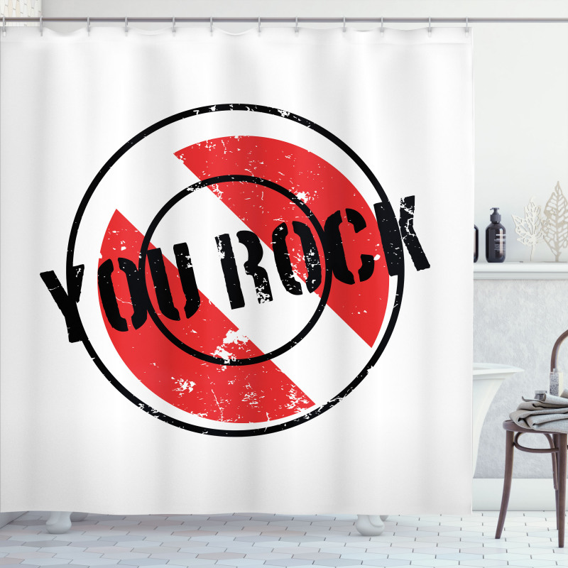 Grunge Look Stamp Graphic Shower Curtain